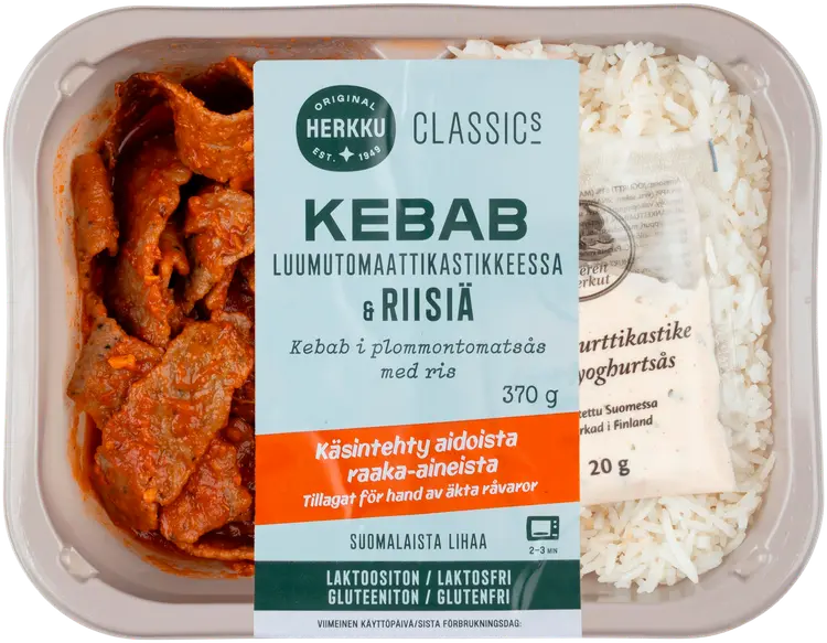 Herkku Classics Kebab luumutomaattikastikkeessa ja riisiä 370g