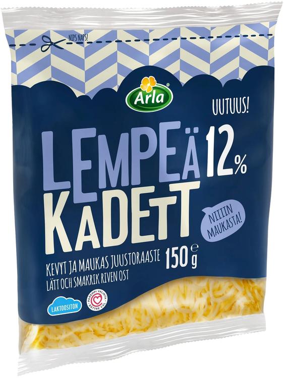 Arla Tolkuttomat Juustot Lempeä Kadett 12% raaste 150 g