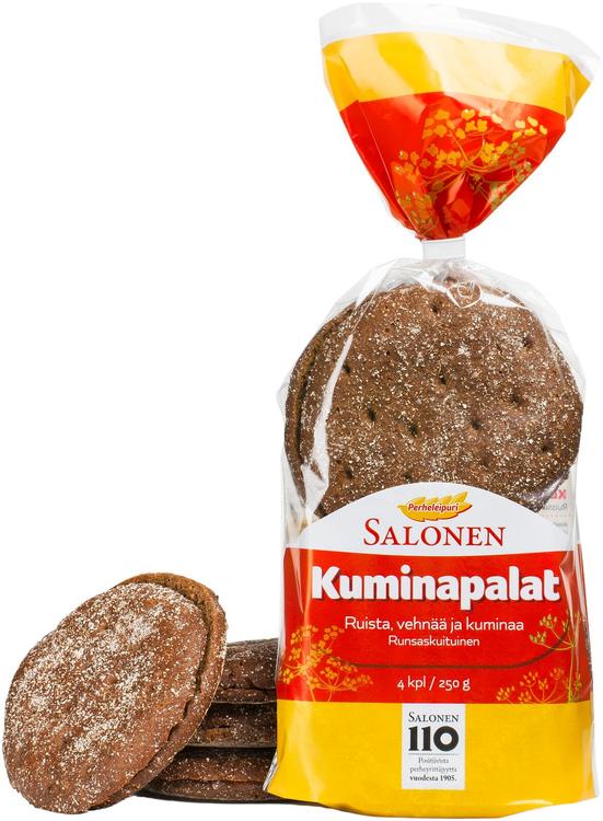 Leipomo Salonen Kuminapalat 4/250 g ruissekaleipä, halkaistu