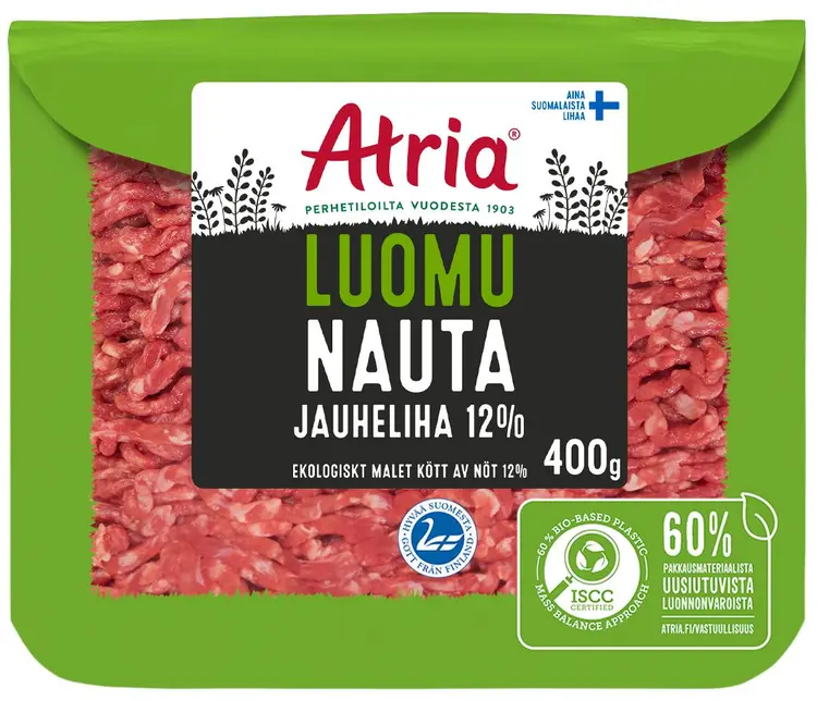 Atria Luomu Nauta Jauheliha 12% 400g
