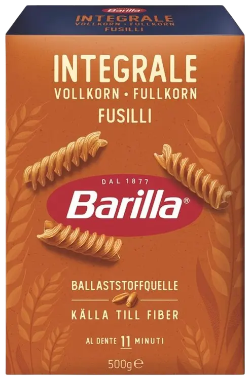 Barilla Täysjyvä Fusilli täysjyvädurumvehnästä valmistettu pasta 500g