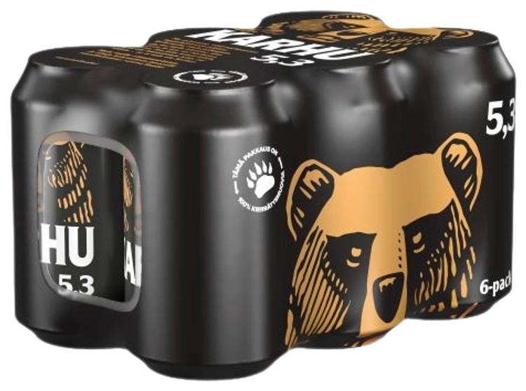 6-pack Karhu Lager olut 5,3% tölkki 0,33 L