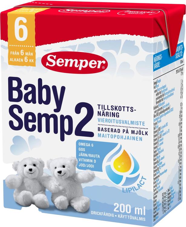 Semper BabySemp 2 200ml käyttövalmis maitopohjainen vieroitusvalmiste alkaen 6kk