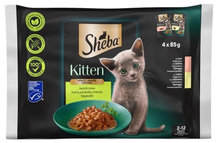 Kiisueine kassipoegadele SHEBA segavalik kastmes, 4x85g