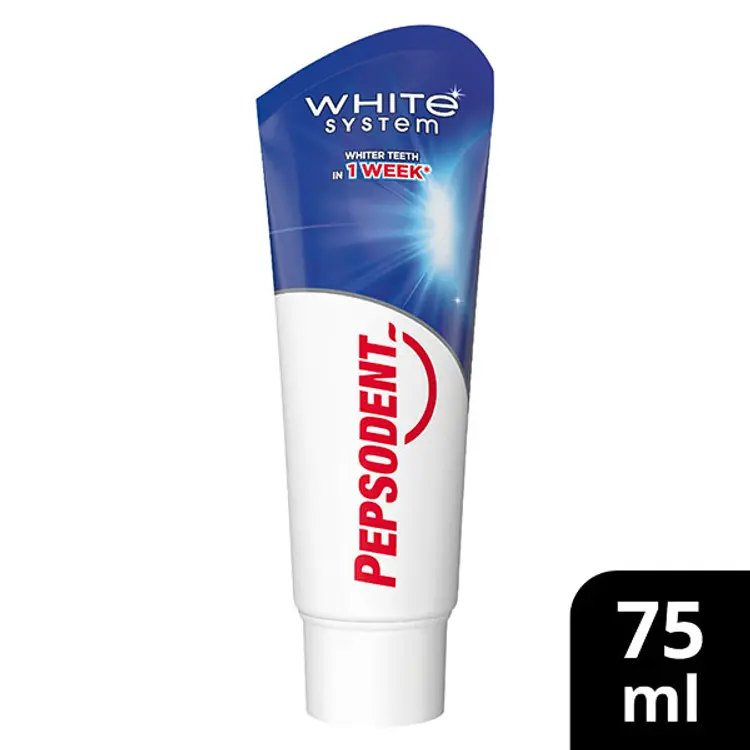 Pepsodent White System Hammastahna Poistaa värjäymiä 75 ml