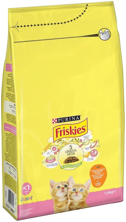 Friskies 1,4kg Junior Kanaa, Maitoa ja Kasviksia kissanruoka