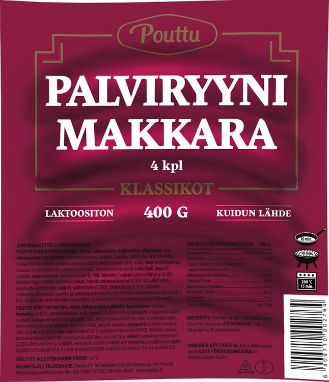 Pouttu Palviryynimakkara 400g lihavalmiste