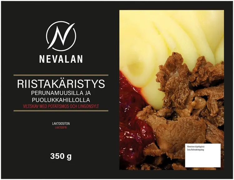 NEVALAN RIISTAKÄRISTYS PERUNAMUUSILLA JA PUOLUKKAHILLOLLA 350G