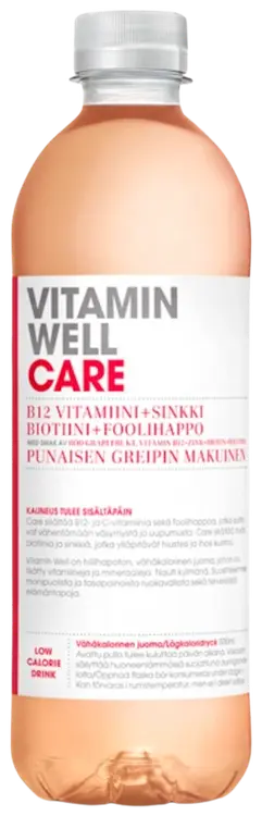 Vitamin Well Care, punaisen greipin makuinen vitaminoitu hiilihapoton juoma 500ml