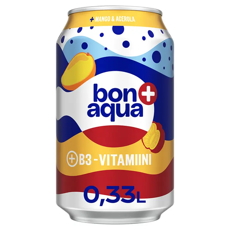 Bonaqua + Hehkuvat Hedelmät hiilihapollinen juoma tölkki 0.33 L