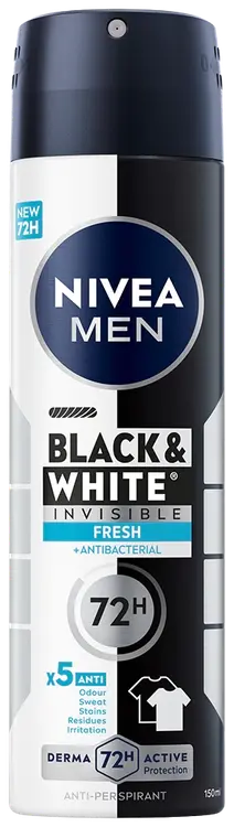 NIVEA MEN 150ml Black & White Invisible Fresh Deo Spray -antiperspirantti