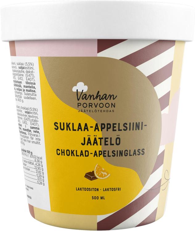 Vanhan Porvoon Jäätelötehdas Appelsiini-suklaajäätelö 500 ml
