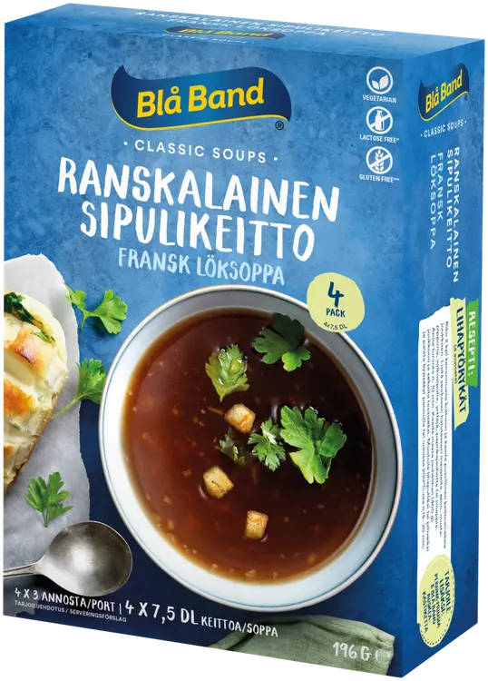Blå Band gluteeniton laktoositon Ranskalainen Sipulikeitto 4 x 49g
