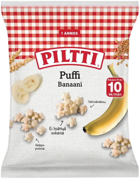 PILTTI Puffi 7g Banaanin makuisia vehnänaksuja 10kk