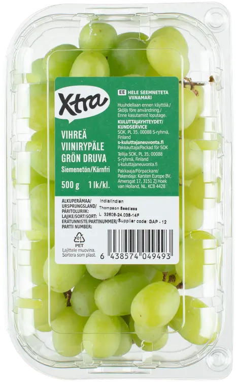 Xtra vihreä viinirypäle siemenetön 500 g