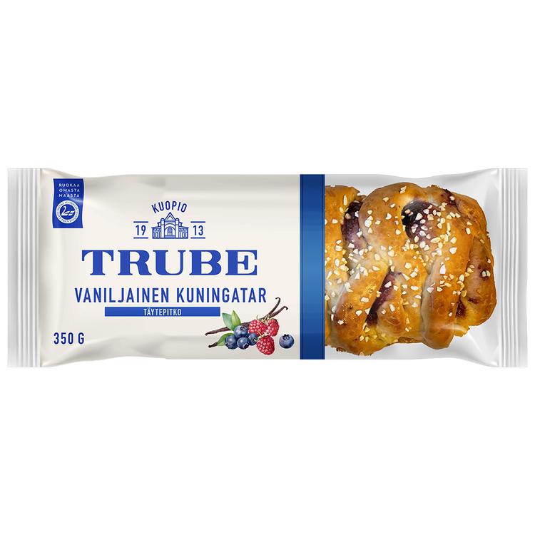 Trube Vaniljainen kuningatartäytepitko 350 g mustikka-vadelmatäytteinen pullapitko