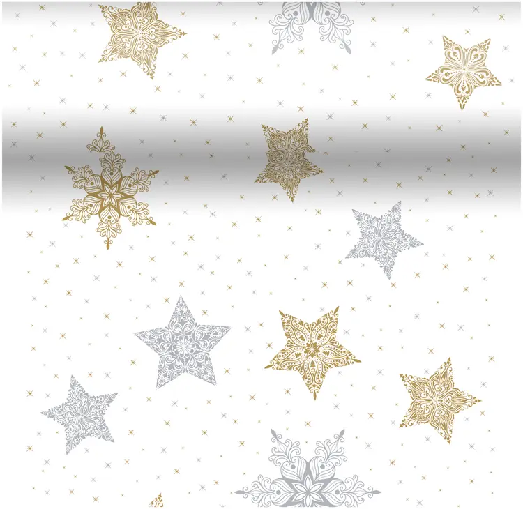 DUNI Dunicel® 0,4 x 4,8m Snowstars White perforoitu poikkiliina