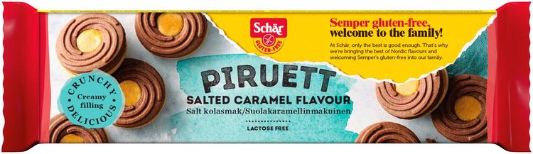 Schär Piruett salted caramel -makuinen täytekeksi gluteeniton 110g