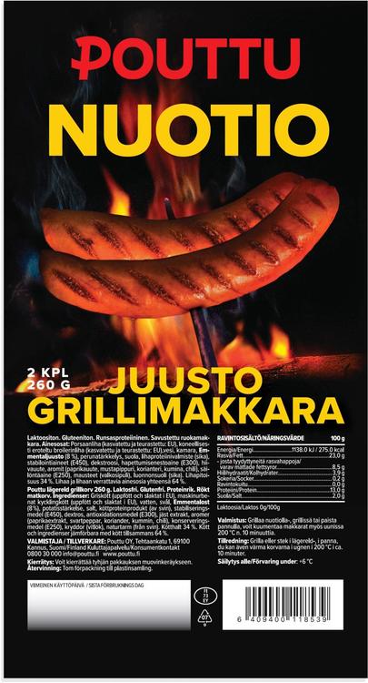 Pouttu Nuotio Grillimakkara Juusto 260g
