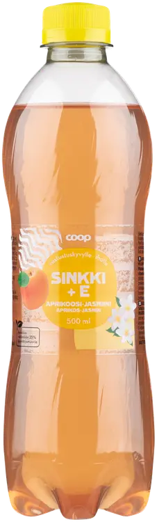 Coop aprikoosi-jasmiini sinkki + E-vitamiini hiilihapotettu juoma 0,5l