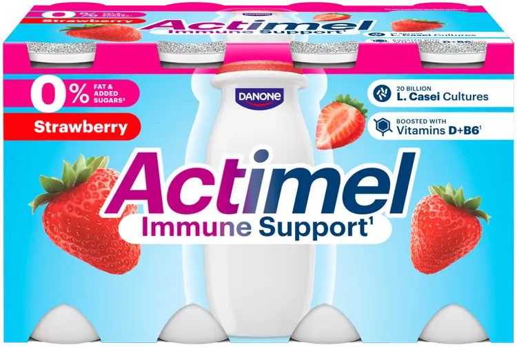 Danone Actimel mansikka jogurttijuoma ei lisättyä sokeria 8x100g