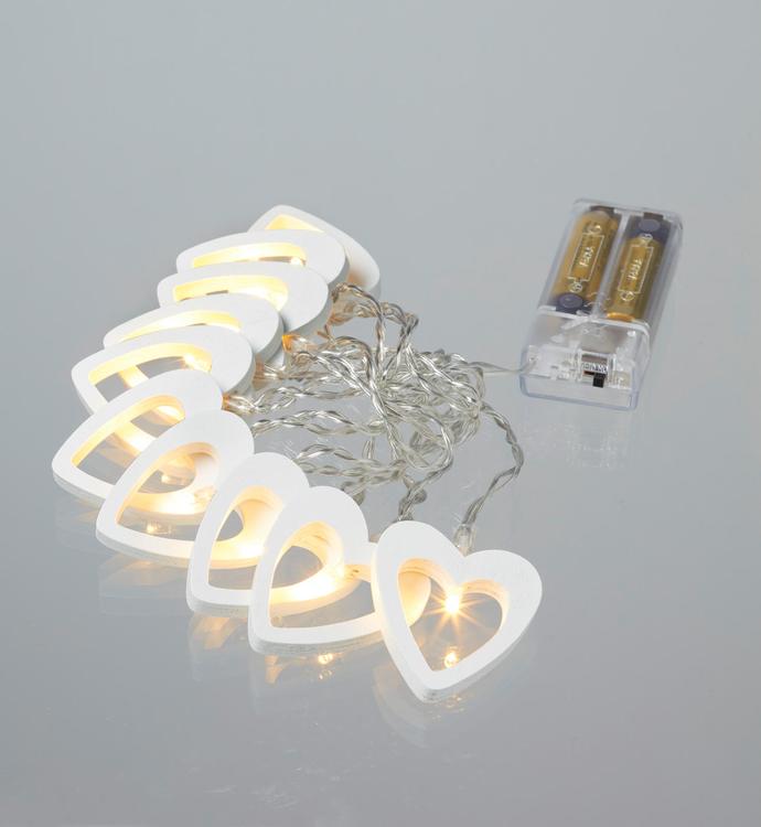 Valguskett puidust südametega 10LED, patareid 2 x AA( ei sisaldu), sise