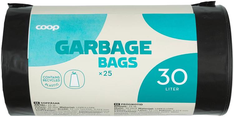 Coop jätekassi 30l musta 25kpl