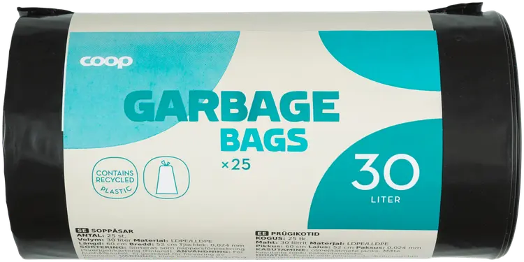 Coop jätekassi 30l musta 25kpl