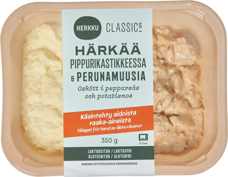 Herkku Classics Härkää pippurikastikkeessa & perunamuusi 350g