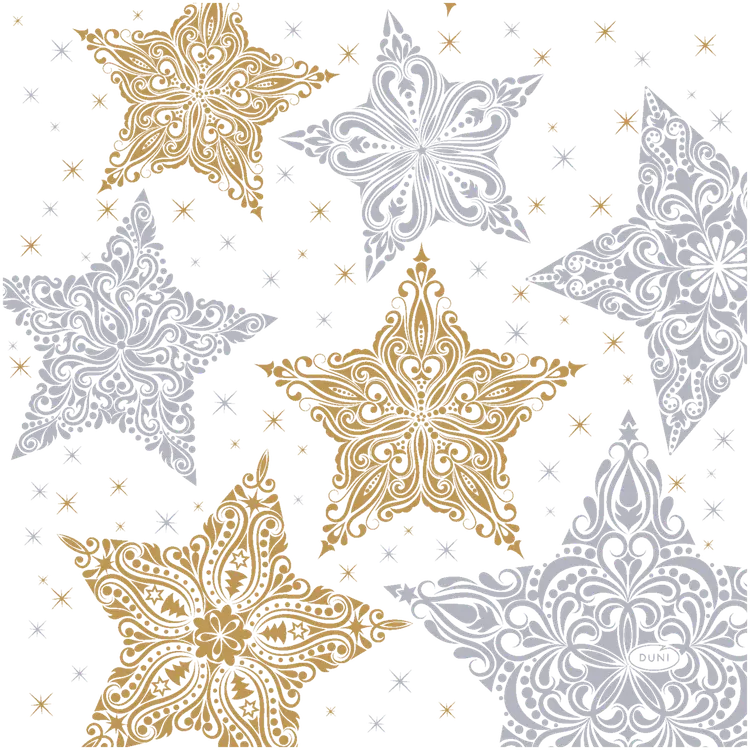 DUNI lautasliina Snow Stars White 33x33cm 3-krs 20kpl