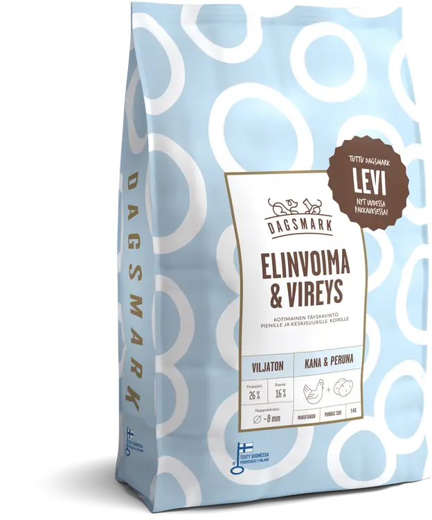 Dagsmark ELINVOIMA & VIREYS koiran kuivaruoka viljaton kana-peruna 5kg