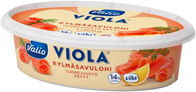 Valio Viola® kevyt e200 g kylmäsavulohi tuorejuusto laktoositon