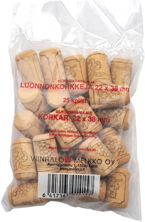 Presto Luonnonkorkki 22x38mm, 25 kpl