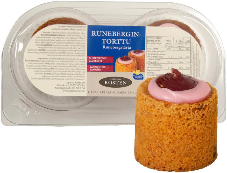 Rosten gluteeniton Runebergintorttu 2 kpl 240g leivos