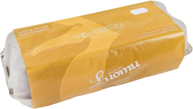 Kuorttisen luomukanala 580 g 10M Kymmenen ruskean luomukananmunan rasia