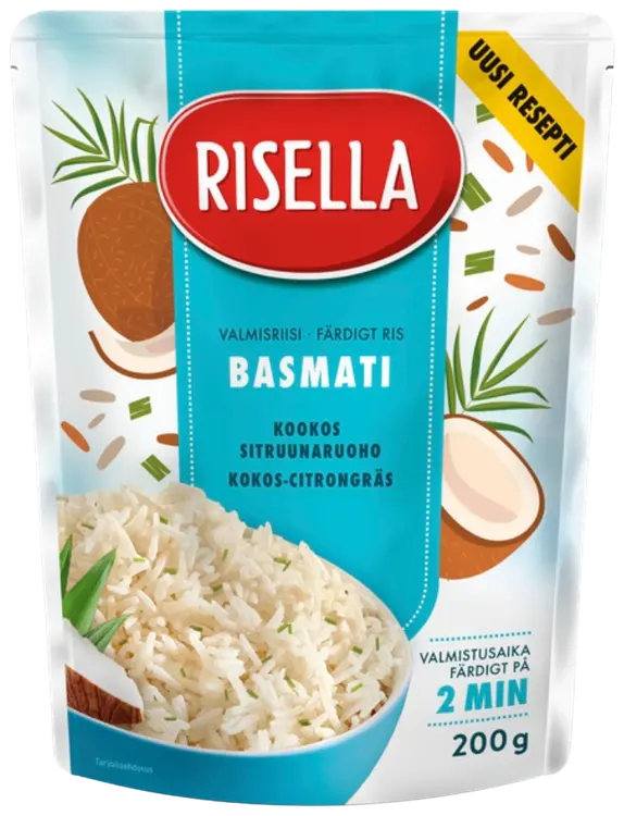 Risella Basmatiriisi kookos-sitruunaruoho 200g valmisriisi
