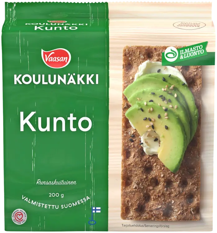 VAASAN KOULUNÄKKI Kunto 200g täysjyväruisnäkkileipä