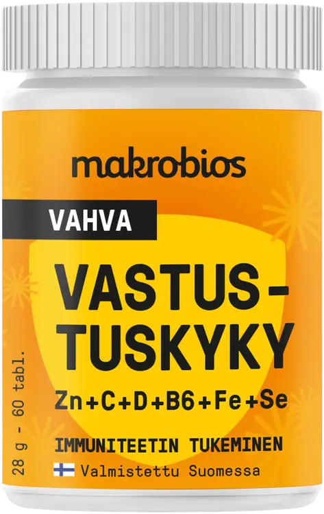 Makrobios Vahva vastustuskyky Zn+C+D+B6+Fe+Se 60 tablettia 28g