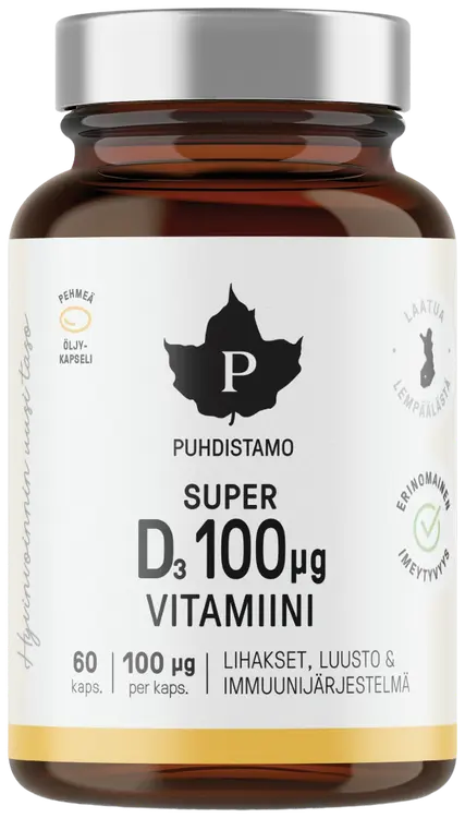 Puhdistamo Super D-vitamiini 100 µg 60 kaps