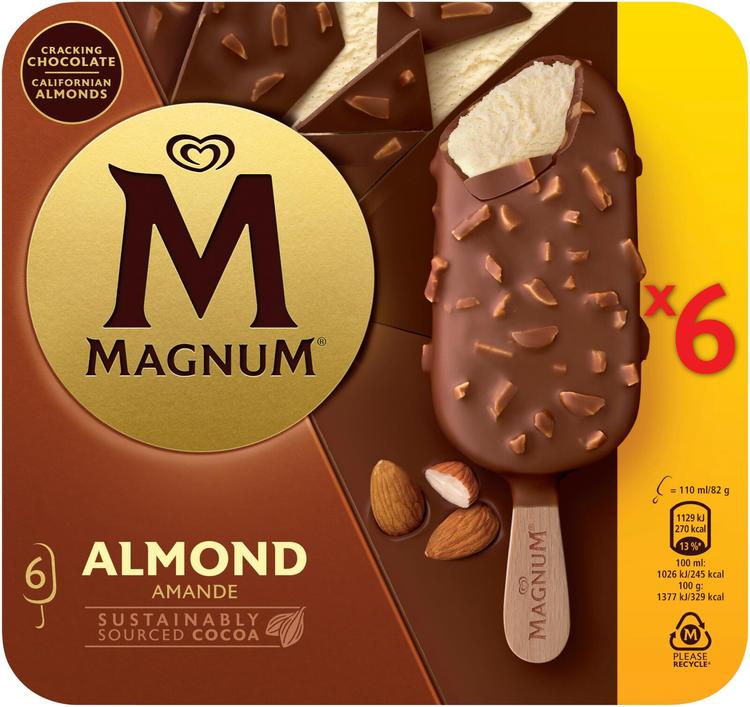 Magnum Almond Jäätelö Monipakkaus 660/492g 6 kpl