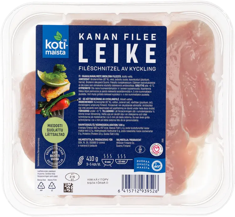 Kotimaista Kanan fileeleike,miedosti suolattu 410g