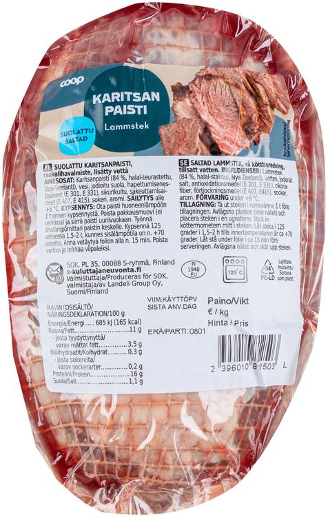 Coop karitsanpaisti suolattu noin 1,2kg