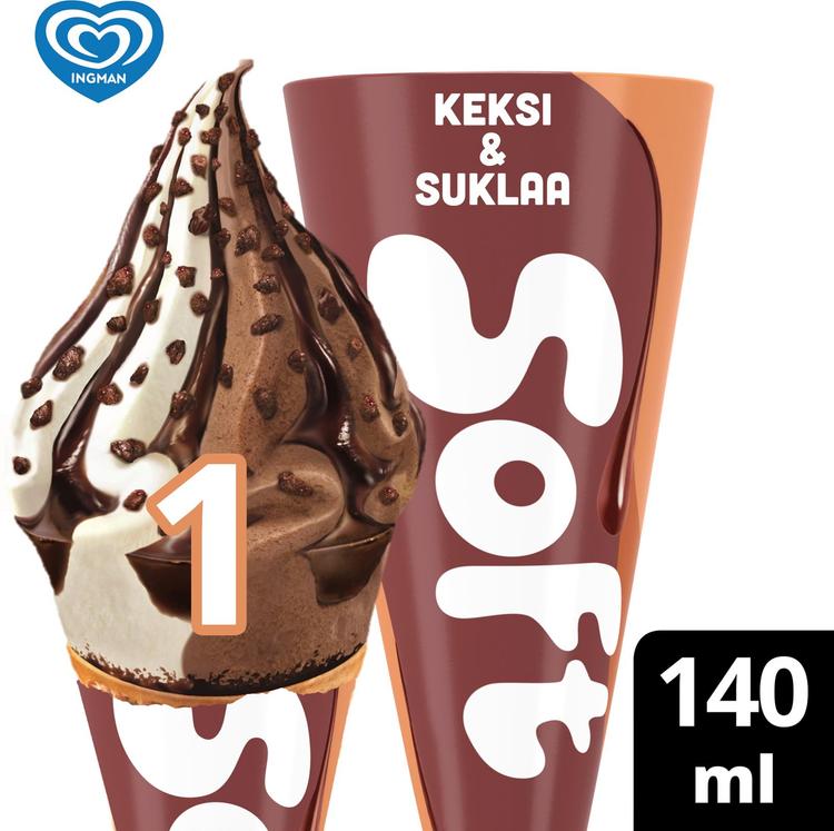 Ingman Soft Keksi & Suklaa Jäätelötuutti 140ml/81g