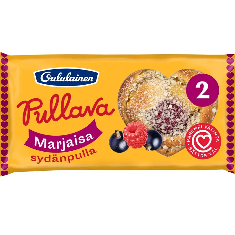 Oululainen Pullava Marjaisa sydänpulla 2kpl 144g