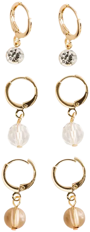 Cailap Riipuskorvakorusetti 3 paria kirkas, beige