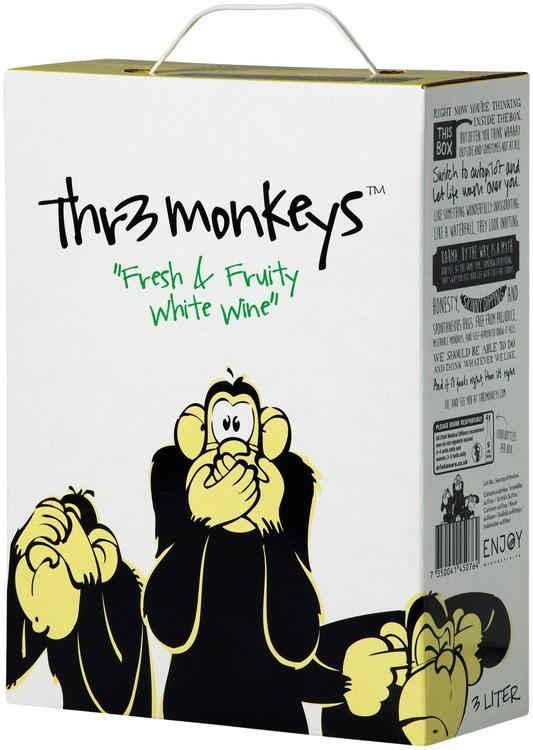 Thr3 Monkeys Fresh&Fruity White Wine valkoviini 8 % 3 L BIB