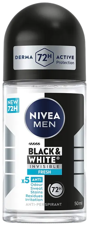 NIVEA MEN 50ml Black & White Invisible Fresh Deo Roll-On -antiperspirantti
