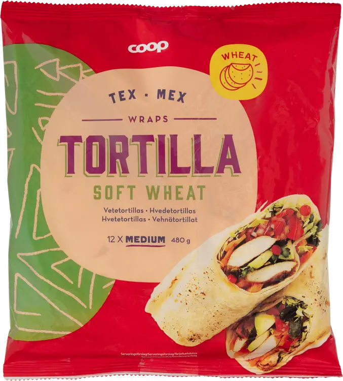 Coop vehnätortilla 480 g 12 kpl