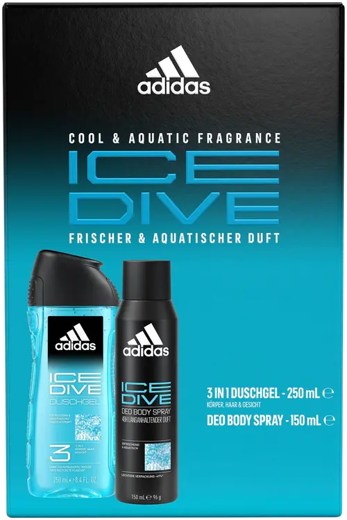 Adidas Ice Dive body spray 150 ml + suihkugeeli 250 ml tuoksupakkaus