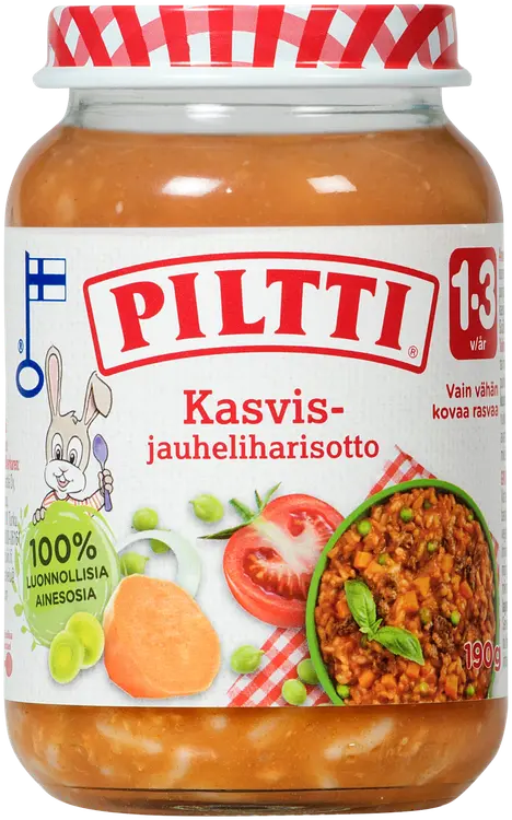 Piltti 190g Kasvis-jauheliharisotto lastenateria 1-3v